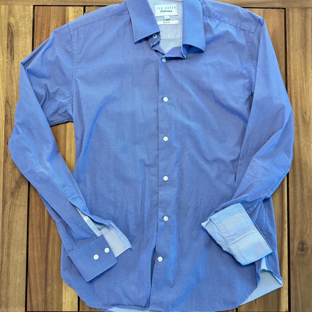 Ted Baker Purple Dress Shirt - Slim Fit - Micro Geo Pattern - 15.5